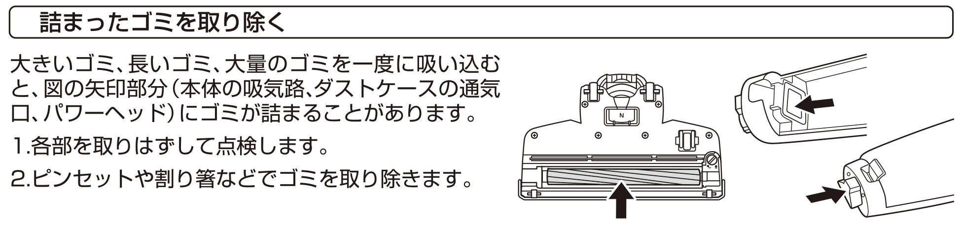 詰まったゴミを取り除く